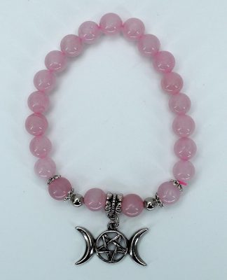 Bracelet 8mm Rose Quartz Triple Moon