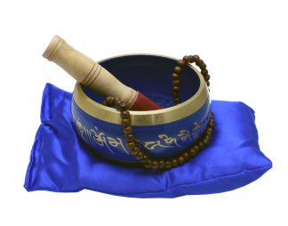 Singing Bowl Buddha 12cm Blue