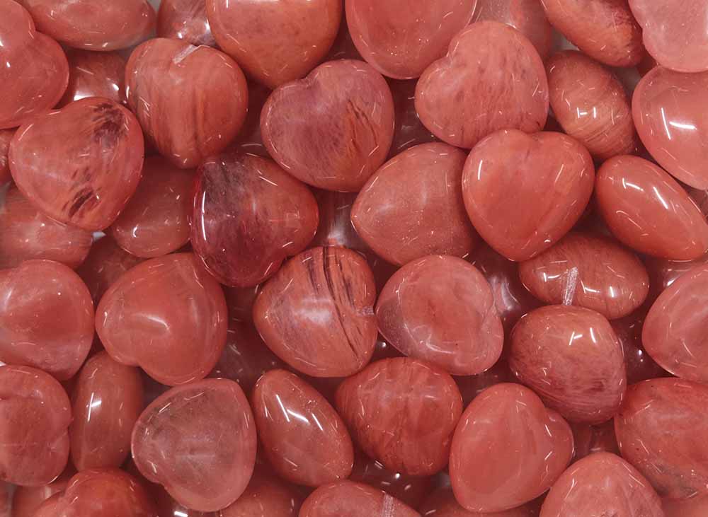 Stone Heart Cherry Quartz 25x25x15mm
