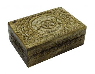 Box Wooden 3 Moon Pentagram 7X5 Inch