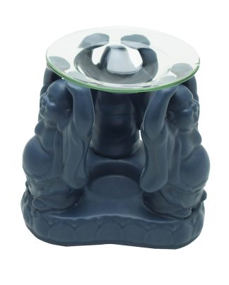Oil Burner 3 Buddhas Grey 15cm
