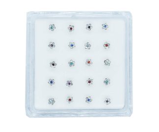 Silver Nose Stud Flower 20pc