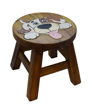 Stool Wooden Dog Tongue Out