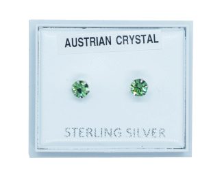 Silver Earring Stud L Green