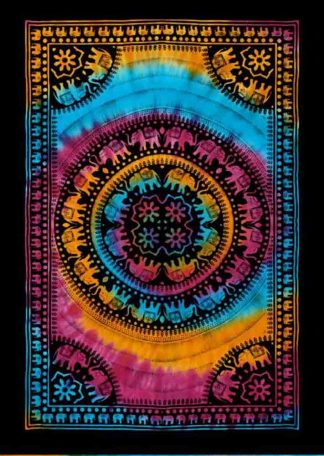 Bedspread Single Round Elephant Multicolour