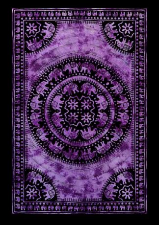 Bedspread Single Round Elephant Purple