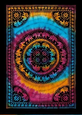 Bedspread Double Round Elephant Multicolour