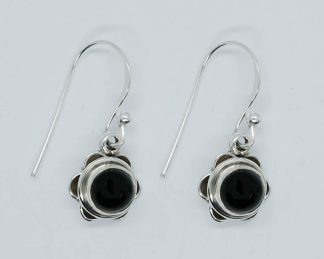 Silver Earring Round Onyx 6×6