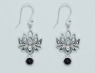 Silver Earring  Lotus Amethyst