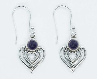 Silver Earring Heart Amethyst
