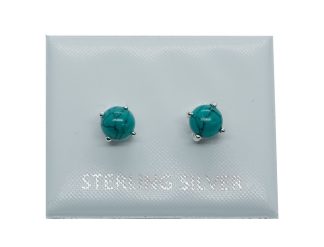 Silver Stud Round  Turquoise