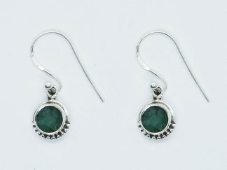 Silver Earring Circle Emerald