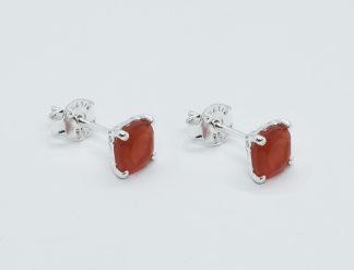 Silver Stud  Cut Carnelian