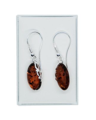 Silver Amber Earring Oval 2.8g