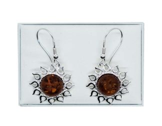 Silver Amber Earring Sun 3.9g