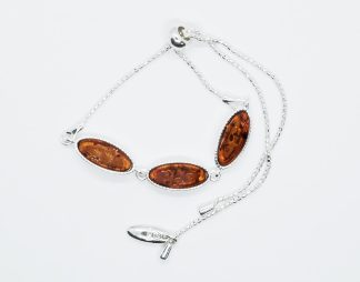 Silver Amber Bracelet Oval