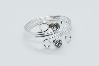 Silver Toe Ring Two Stones