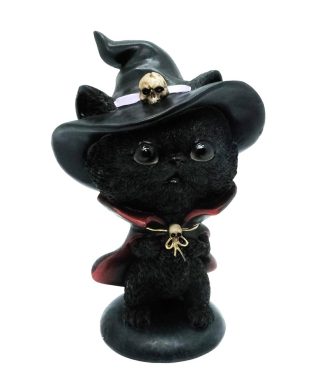Cat Black Hat and Skull 15cm