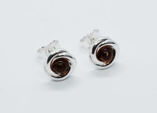 Silver Amber Earring Round 2.3g