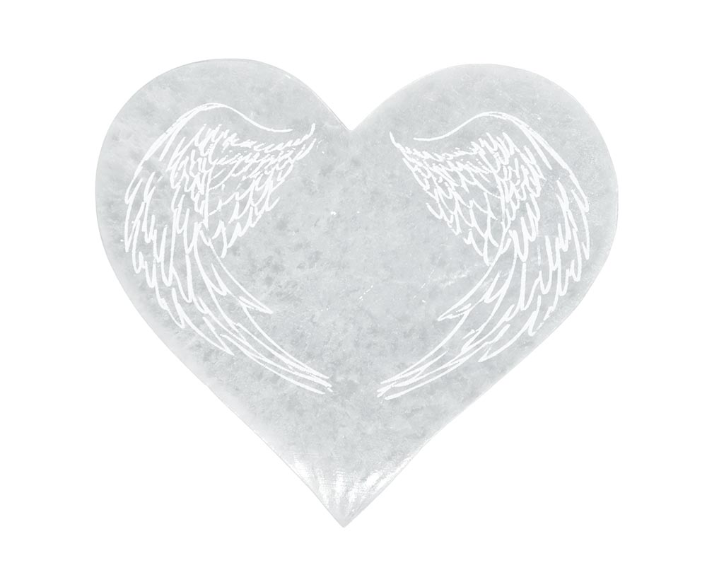 Selenite Disc Heart Wing 10cm