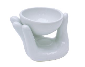Holder Ceramic White Hand