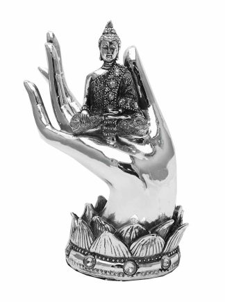 Buddha On Hand Silver 15X9X19cm