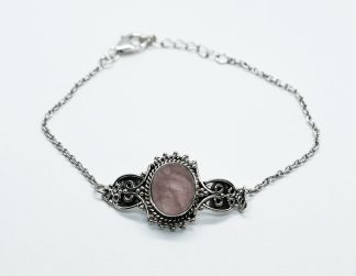 Silver Bracelet Rose Quartz