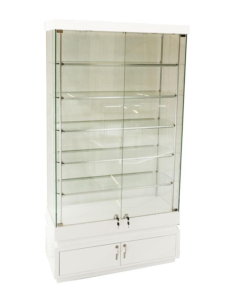 Frameless Glass Cabinet 1000X400X1900mm 5 Shelves Led Strip Lighting Code 99943
