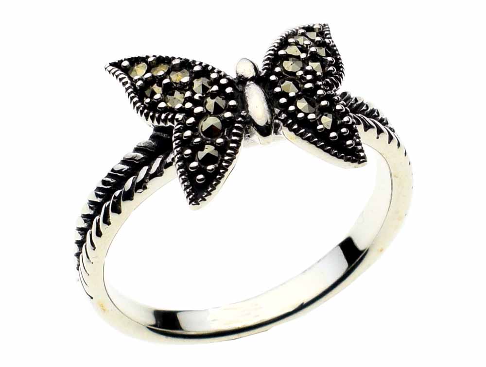 Silver Ring Marcasite Butterfly