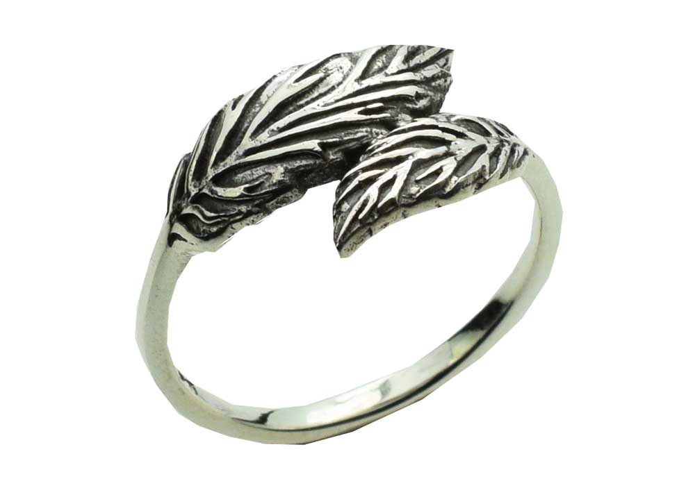 Silver Ring Double Leaf