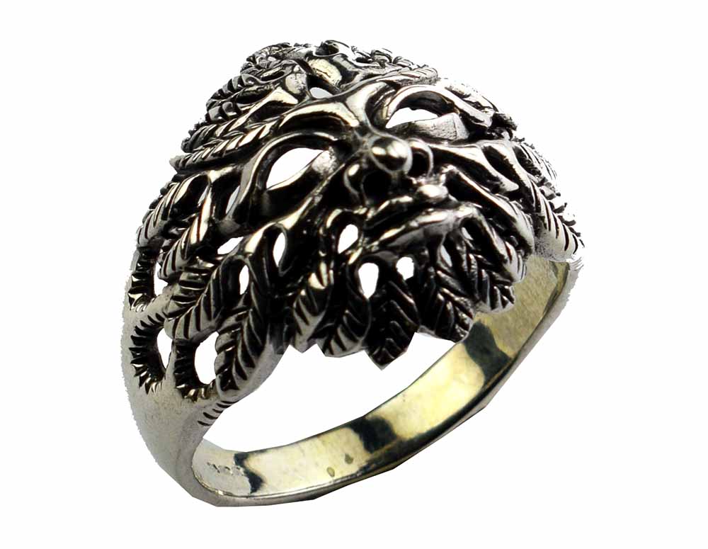 Silver Ring  Green Man