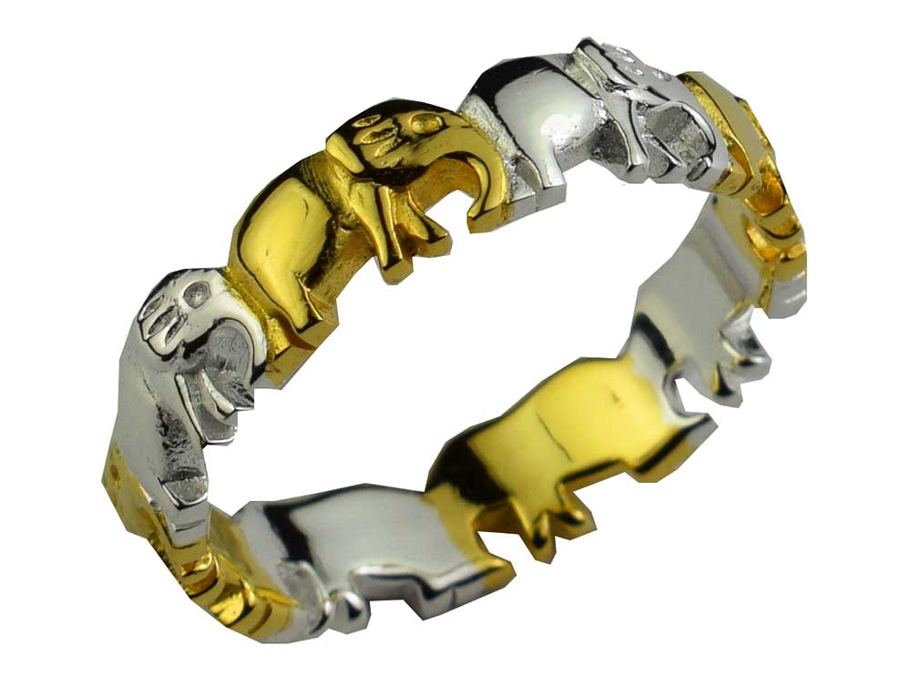 Silver and Gold Ring Elephant