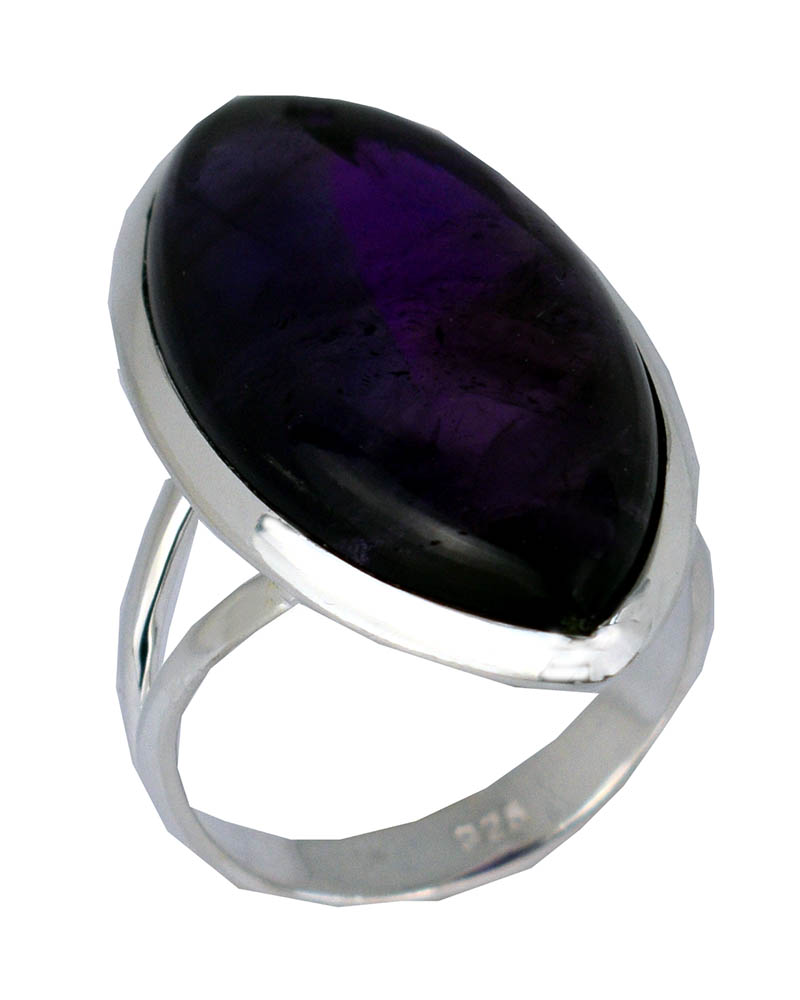 Silver Ring Marquise Amethyst