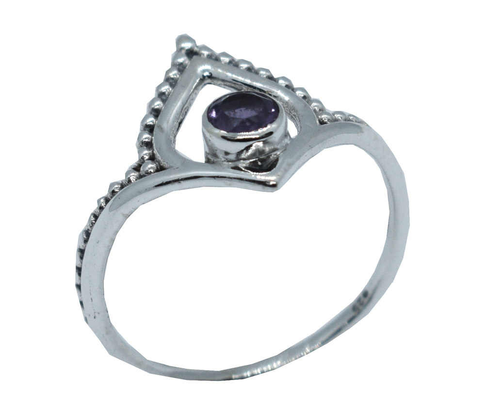 Silver Ring Amethyst Round
