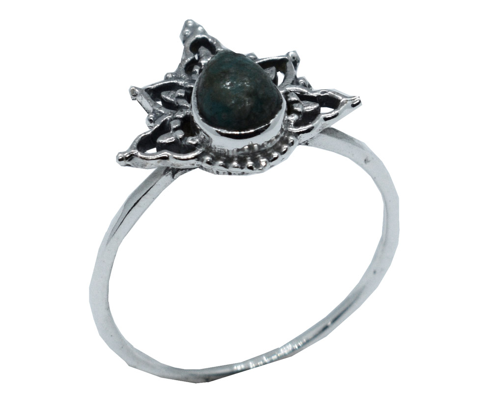 Silver Ring Turquoise Teardrop