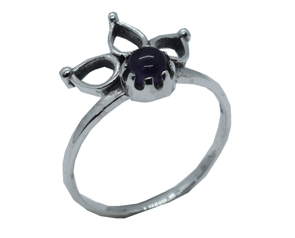 Silver Ring Flower Amethyst