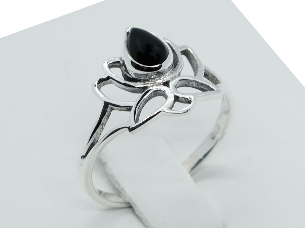 Silver Ring Black Onyx 4×6