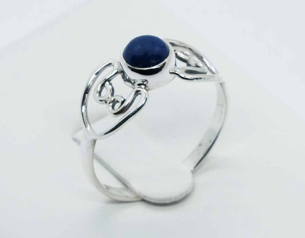Silver Ring Hearts Lapis