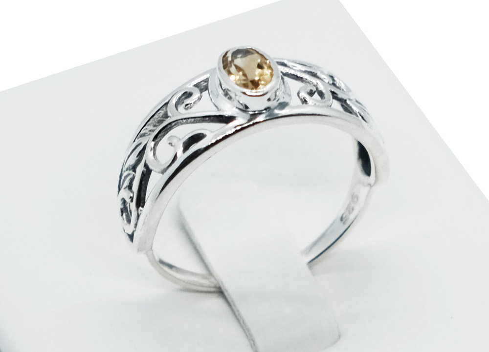 Silver Ring Oval Cut Citrine