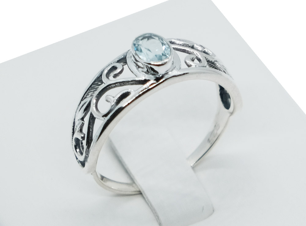 Silver Ring Oval Cut Topaz