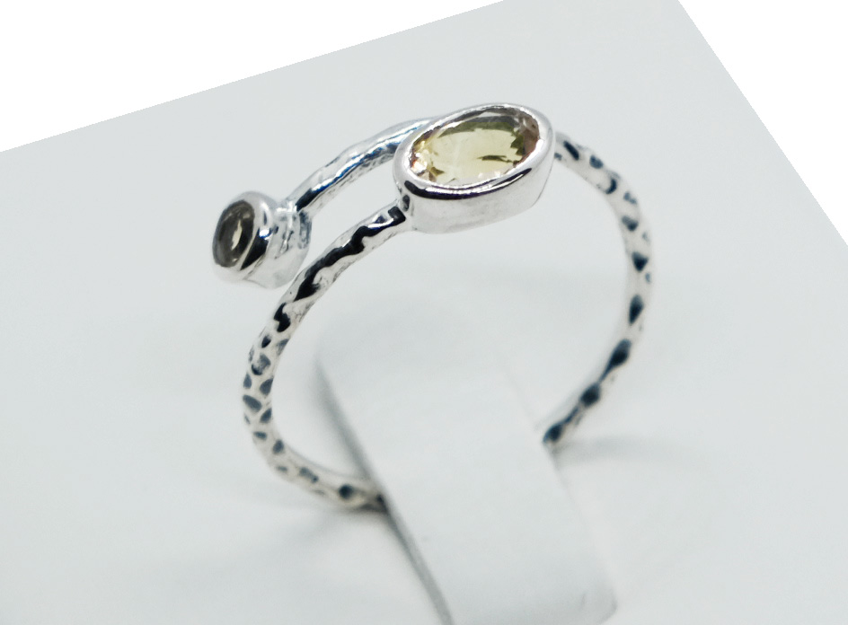 Silver Ring Twist Cut Citrine