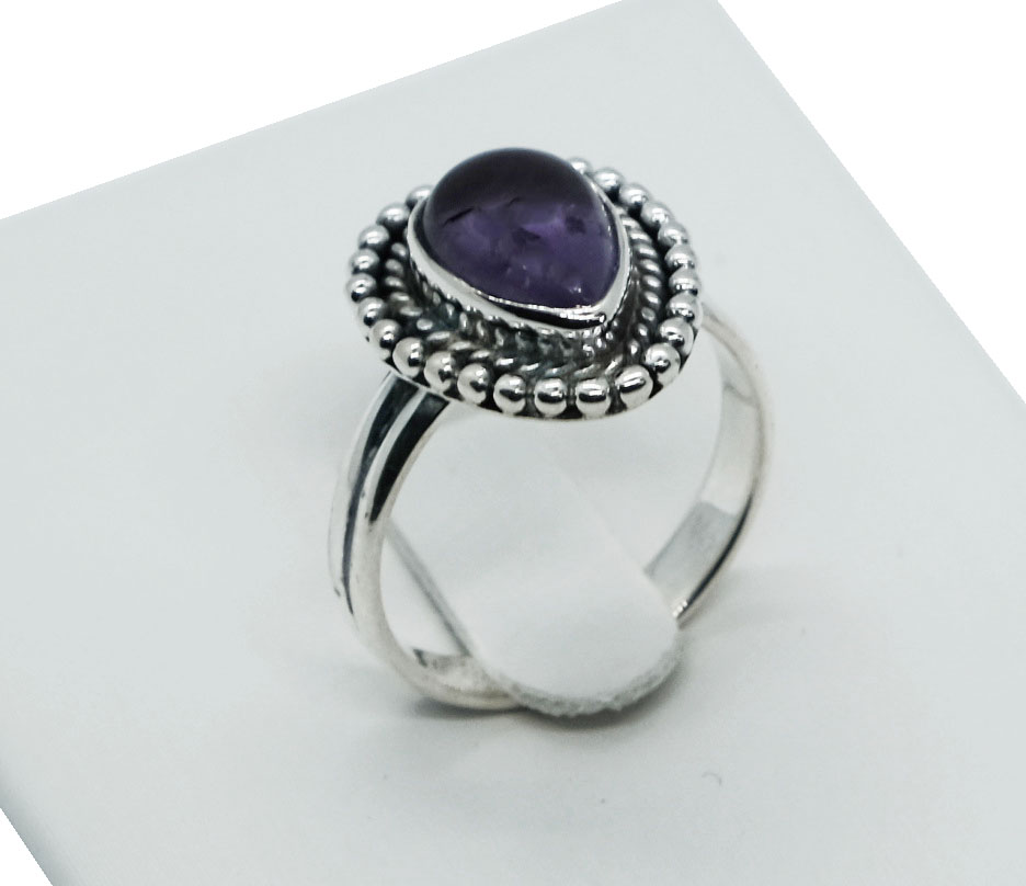 Silver Ring Teardrop Amethyst