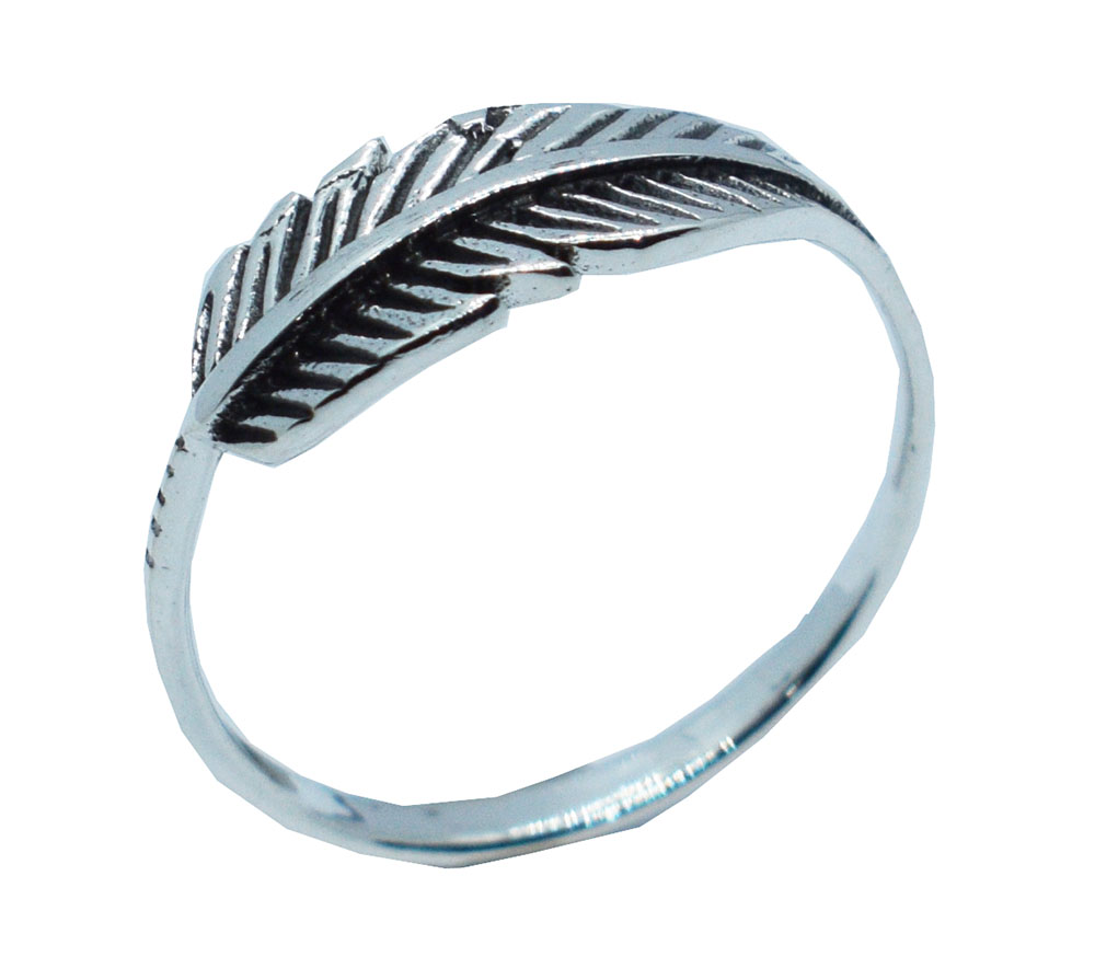 Silver Ring Feather Plain