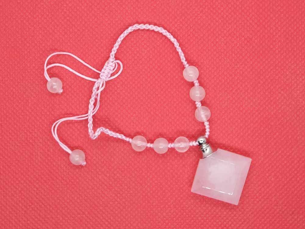 Bracelet Adj Bead Diamond Rose Quartz Perfume Bottle