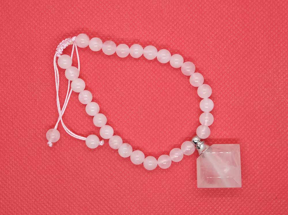 Bracelet Adj Bead Diamond Rose Quartz Perfume Bottle
