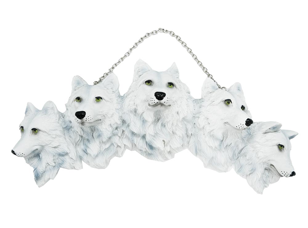 Hanging 5 White Wolves Heads