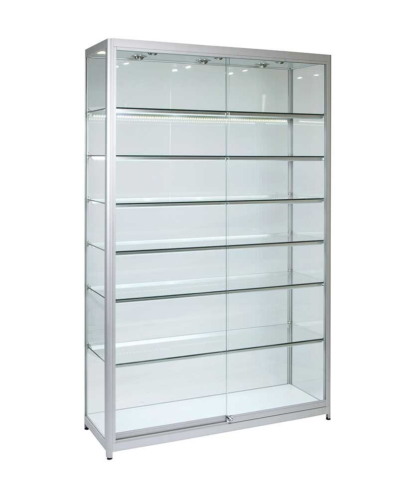 Glass Cabinet 1000X400X1980mm 6 Shelves Led Strip Lighting Code 99907