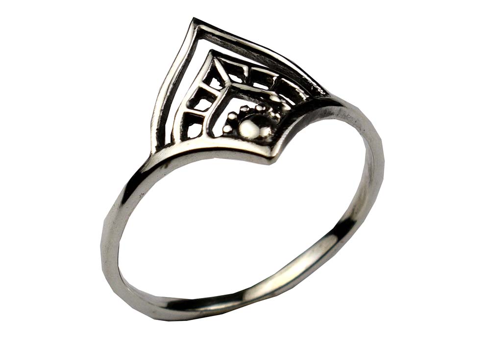 Silver Ring With Central Motif