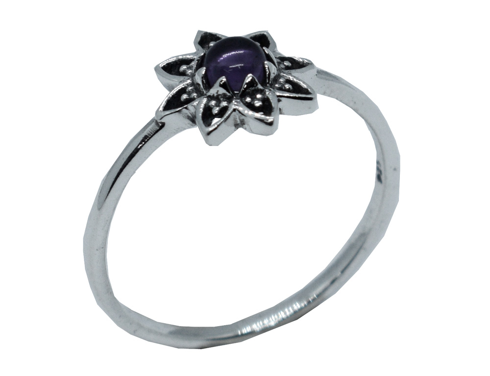 Silver Ring Flower Amethyst