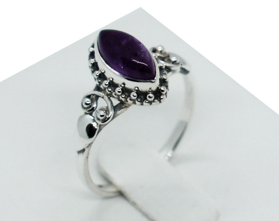 Silver Ring MRQ Amethyst